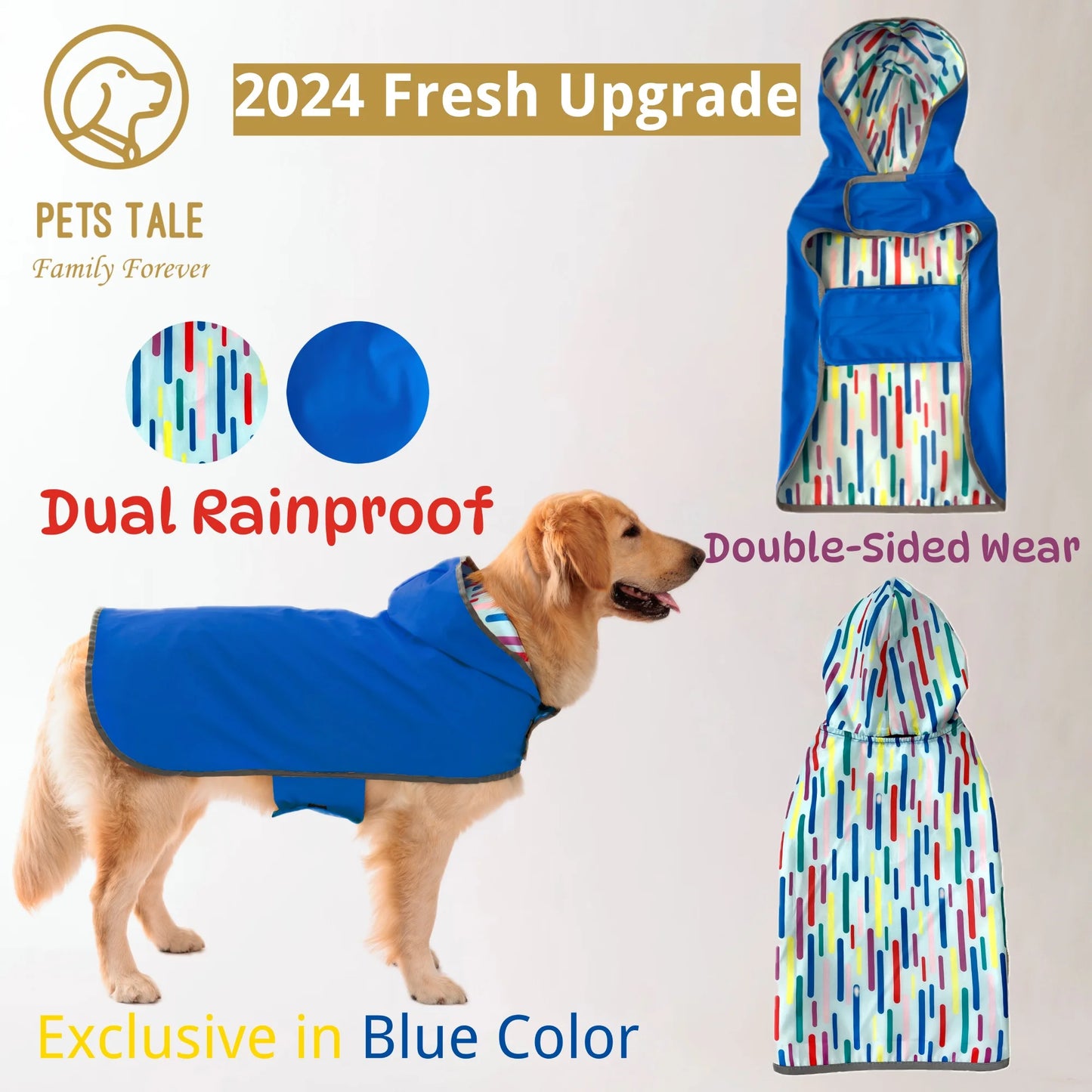 - Bright & Waterproof – Two-Way Wear Dog Raincoat for All-Weather Protection!