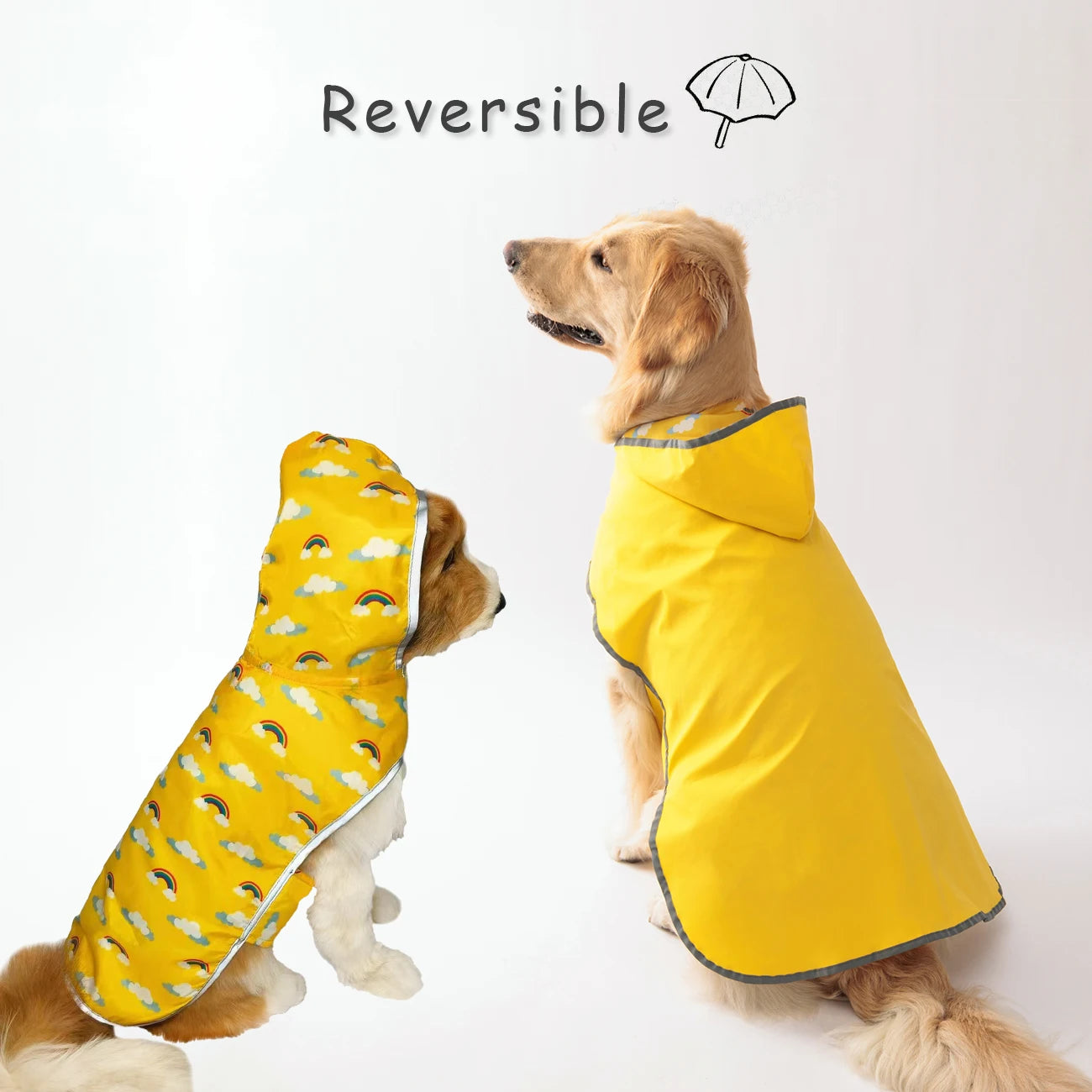 - Bright & Waterproof – Two-Way Wear Dog Raincoat for All-Weather Protection!