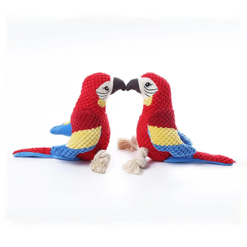 Interactive Parrot Plush Dog Toy – Squeaky, Stuffed & Perfect for Playtim
