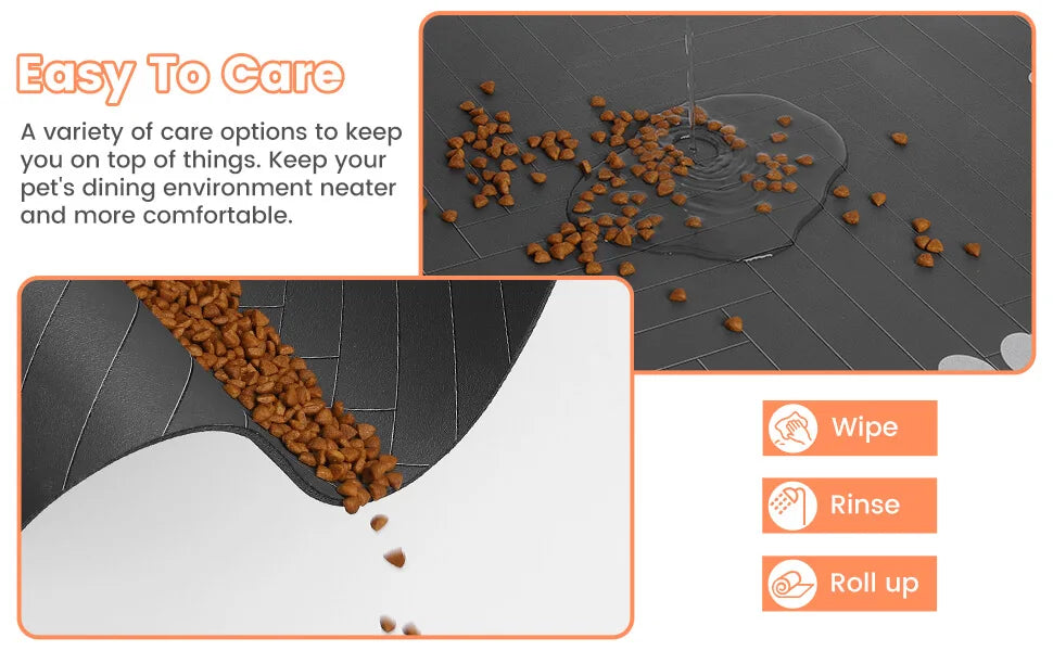 No More Spills! Absorbent & Leak-Proof Pet Food & Water Bowl Mat!