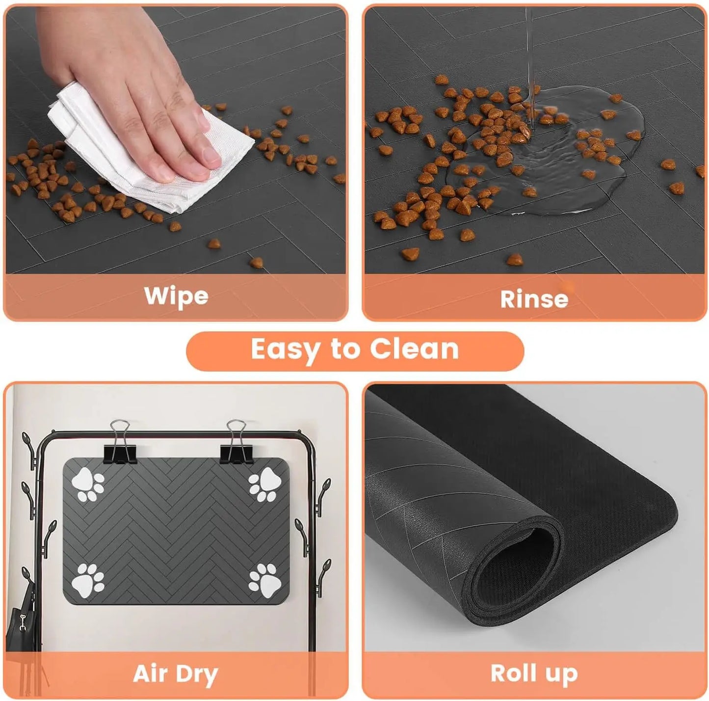 No More Spills! Absorbent & Leak-Proof Pet Food & Water Bowl Mat!