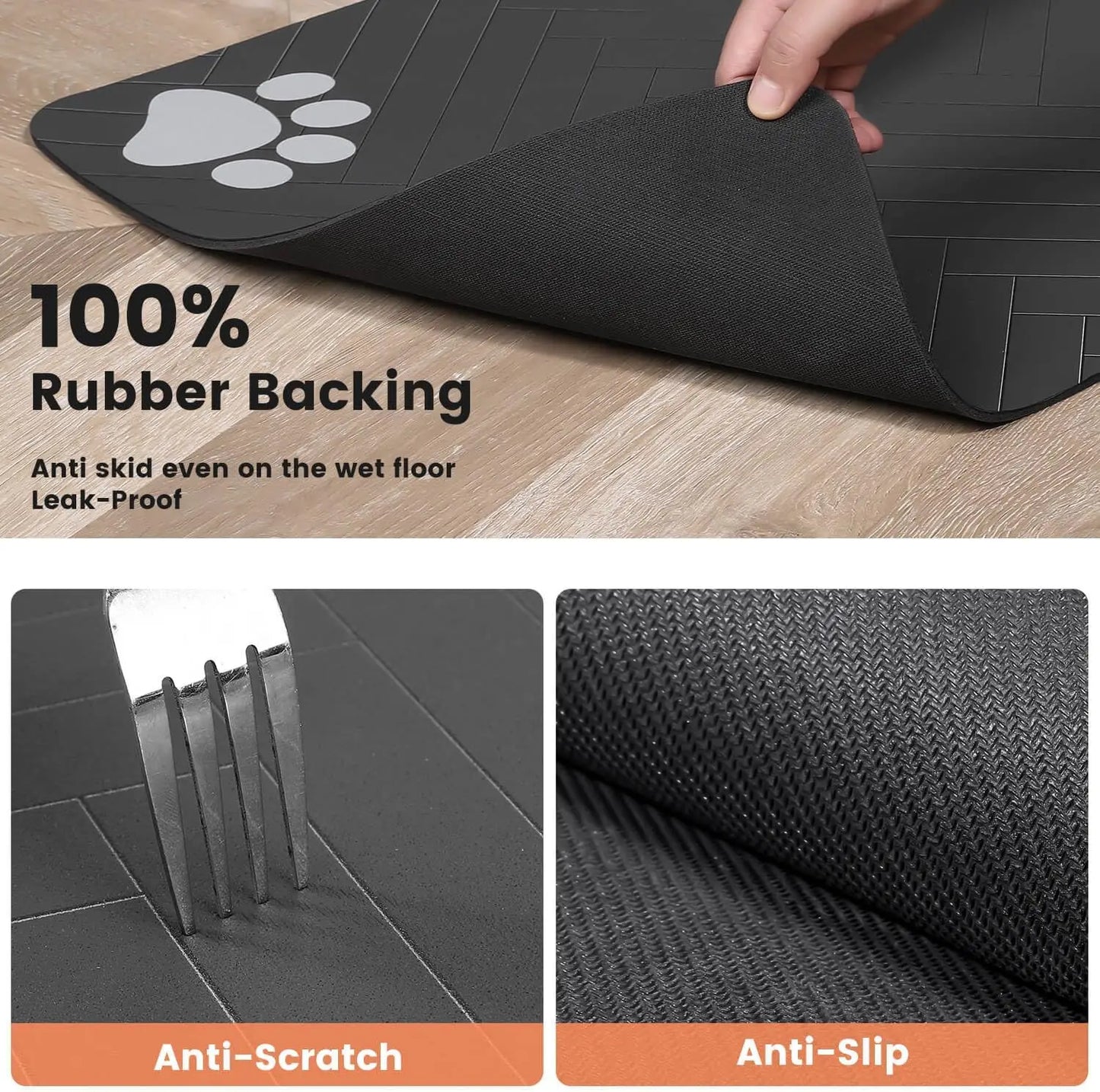 No More Spills! Absorbent & Leak-Proof Pet Food & Water Bowl Mat!