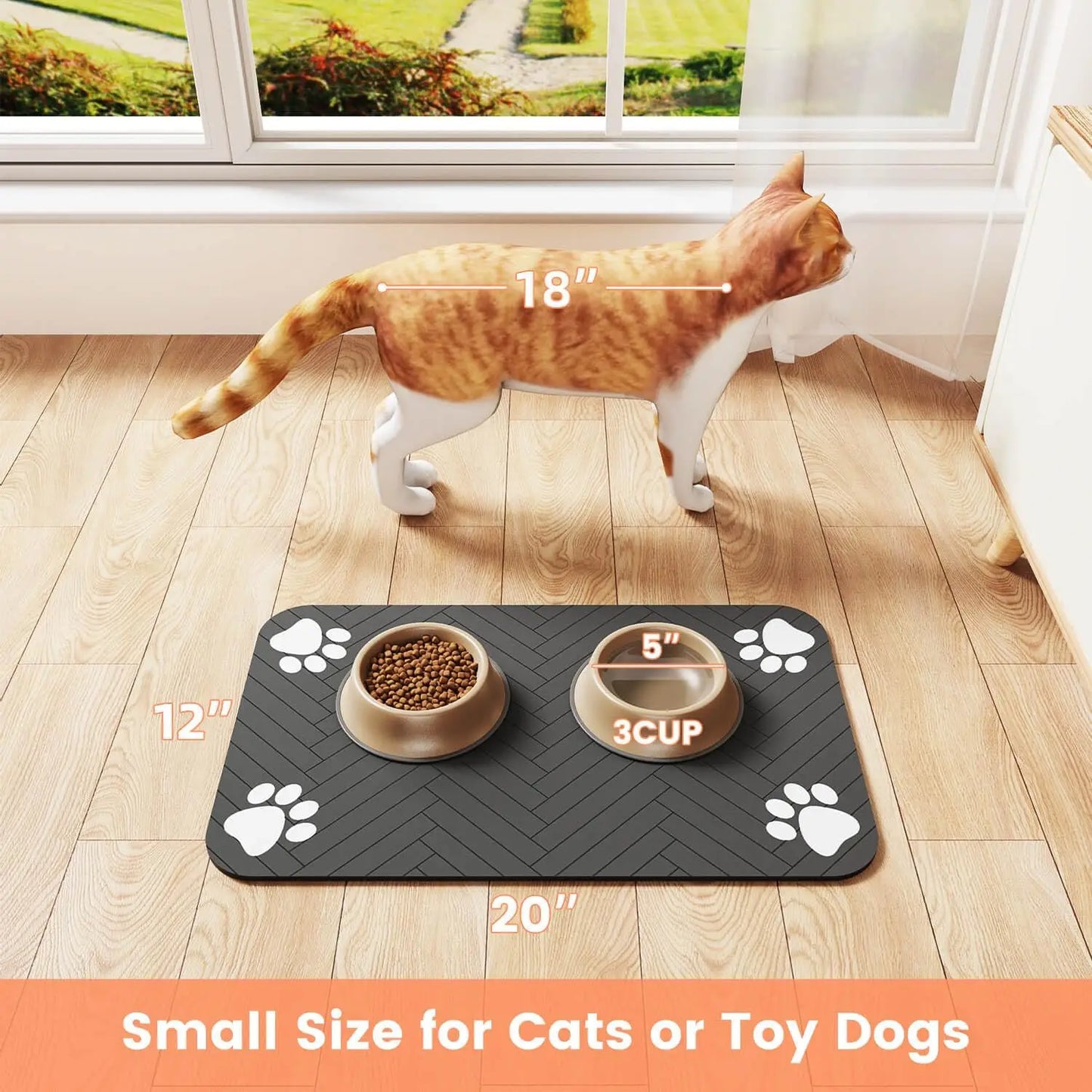 No More Spills! Absorbent & Leak-Proof Pet Food & Water Bowl Mat!