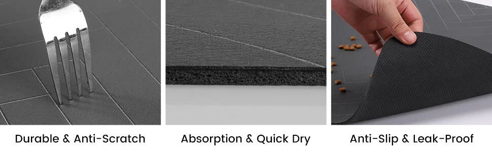 No More Spills! Absorbent & Leak-Proof Pet Food & Water Bowl Mat!