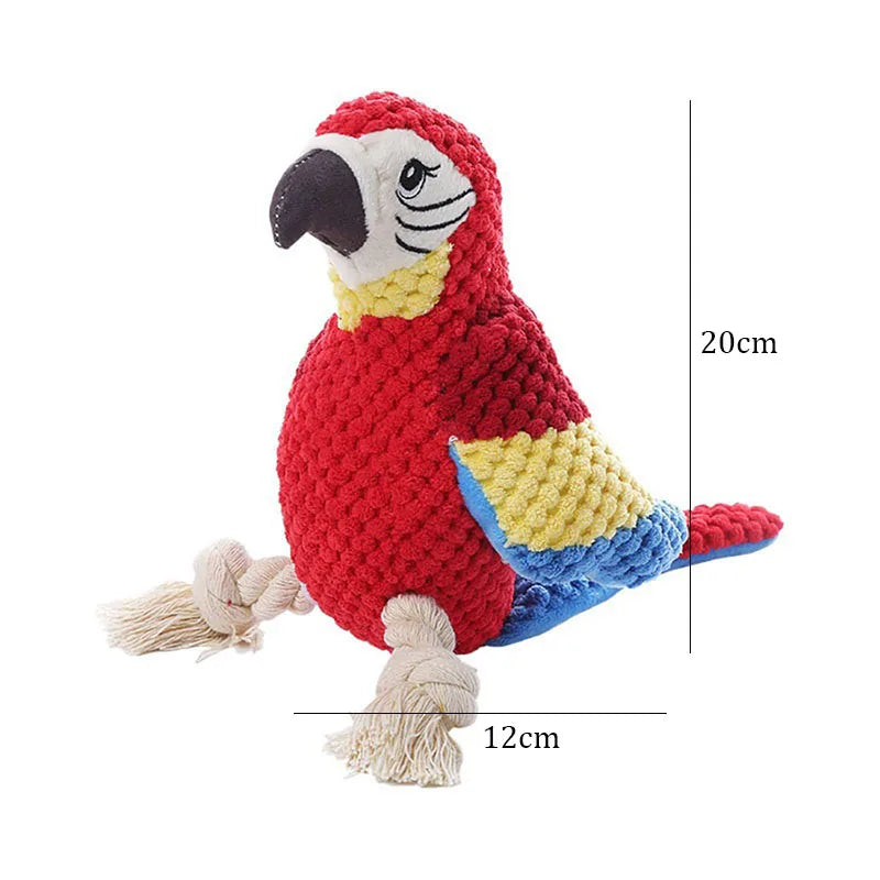 Interactive Parrot Plush Dog Toy – Squeaky, Stuffed & Perfect for Playtim