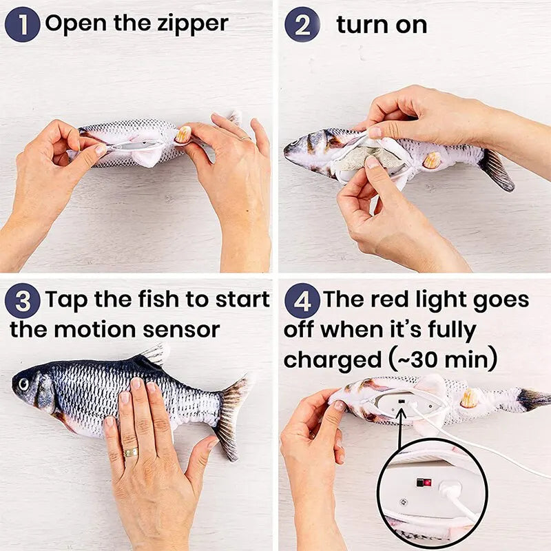 - Floppy Fun! USB-Charging Fish Toy – Wiggles & Engages Your Pup and Cats!