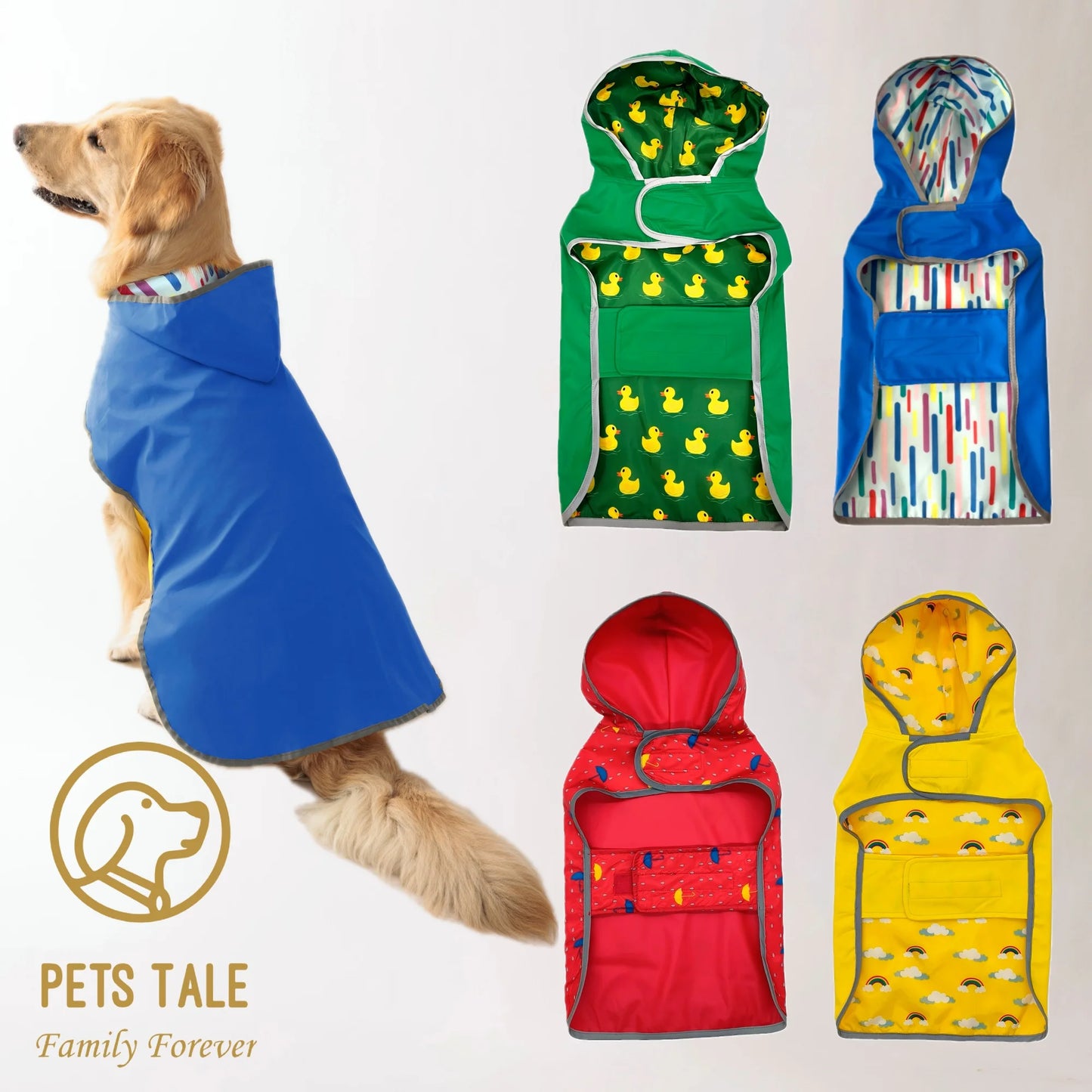 - Bright & Waterproof – Two-Way Wear Dog Raincoat for All-Weather Protection!