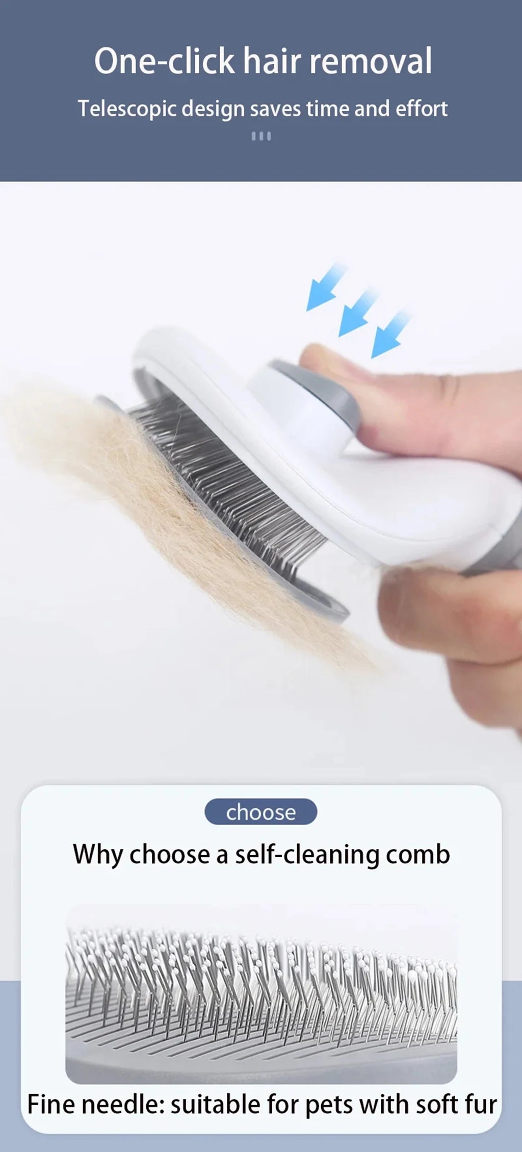 - Tangle-Free Magic! Quick-Clean Pet Hair Remover Brush for Dogs & Cats!
