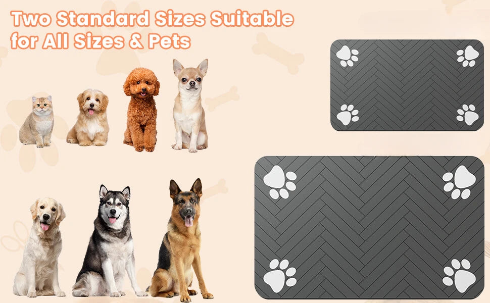 No More Spills! Absorbent & Leak-Proof Pet Food & Water Bowl Mat!
