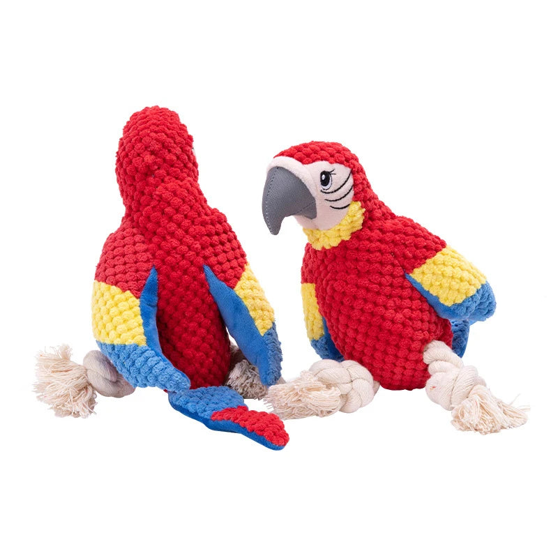 Interactive Parrot Plush Dog Toy – Squeaky, Stuffed & Perfect for Playtim
