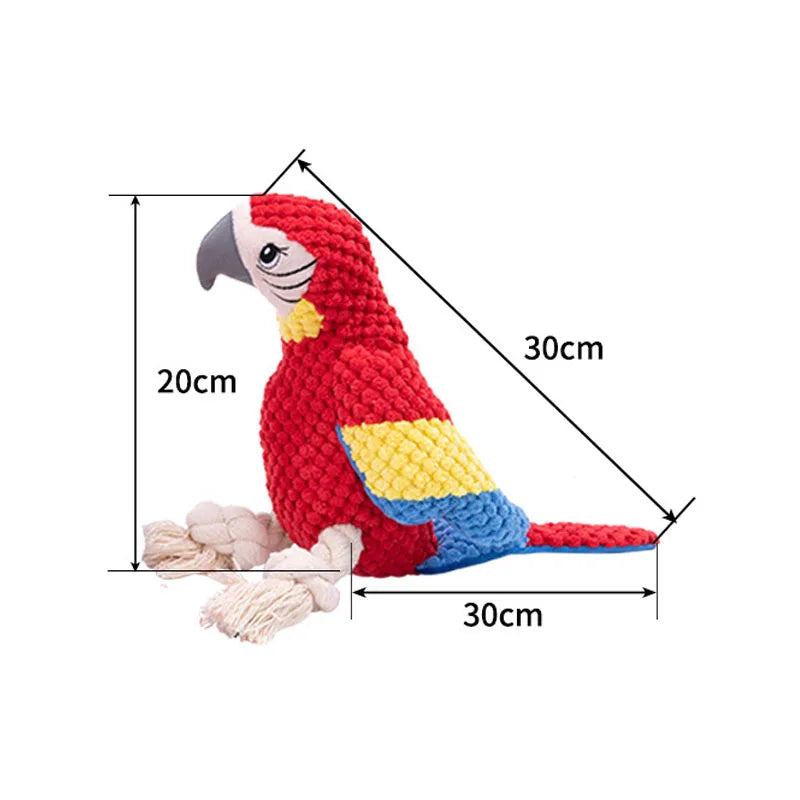Interactive Parrot Plush Dog Toy – Squeaky, Stuffed & Perfect for Playtim