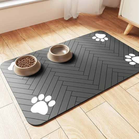No More Spills! Absorbent & Leak-Proof Pet Food & Water Bowl Mat!