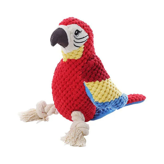Interactive Parrot Plush Dog Toy – Squeaky, Stuffed & Perfect for Playtim